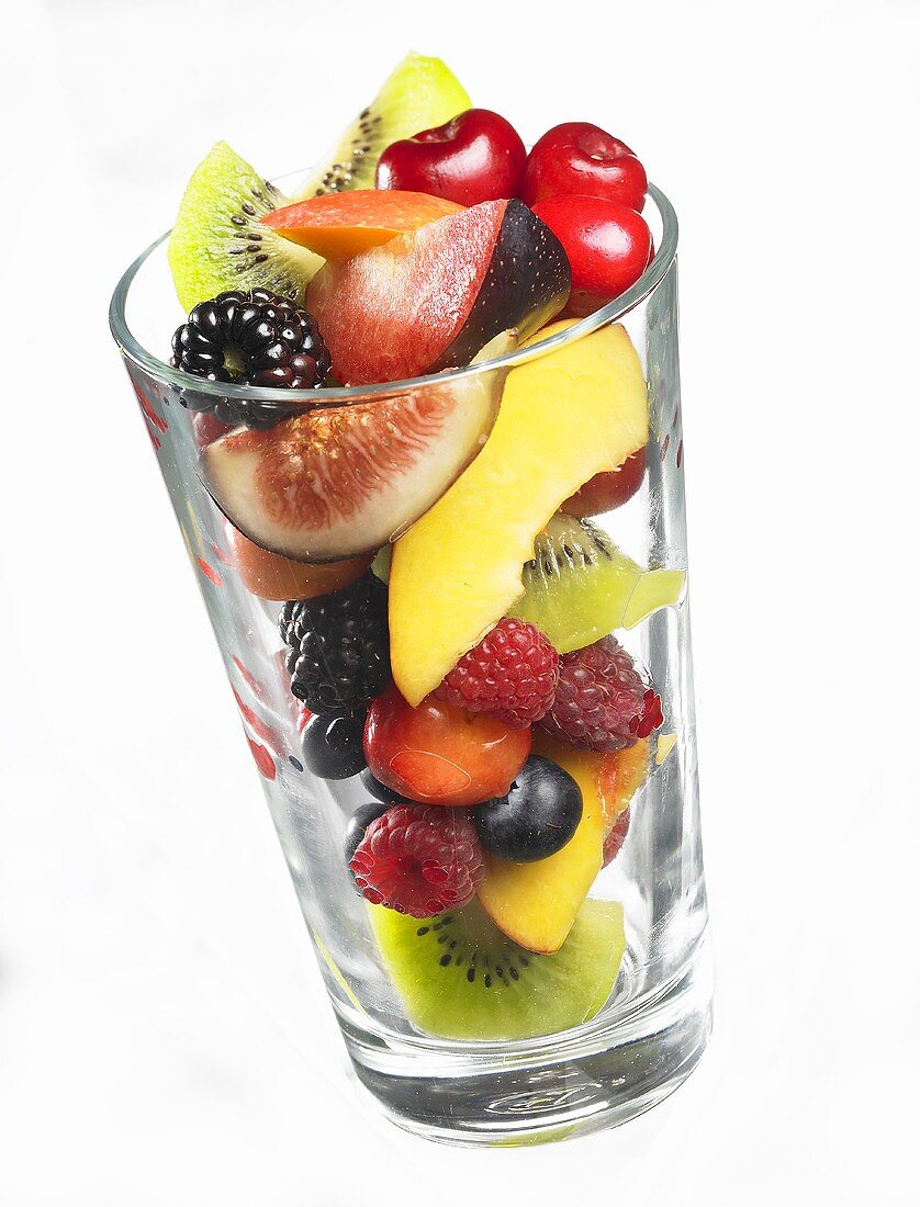 Fruit salad in glass