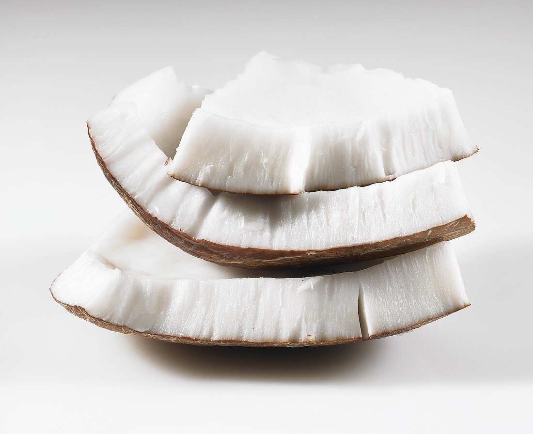 Pieces of coconut, stacked