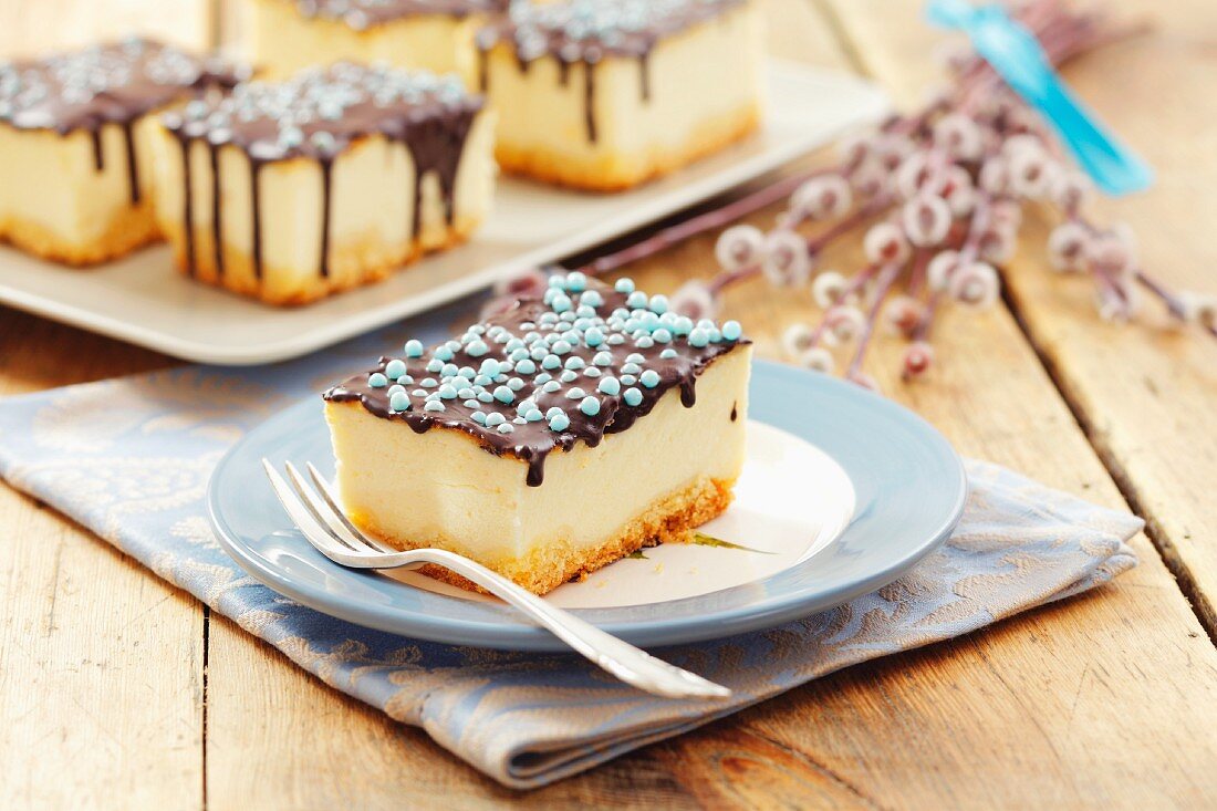 Cheesecake with chocolate for Easter