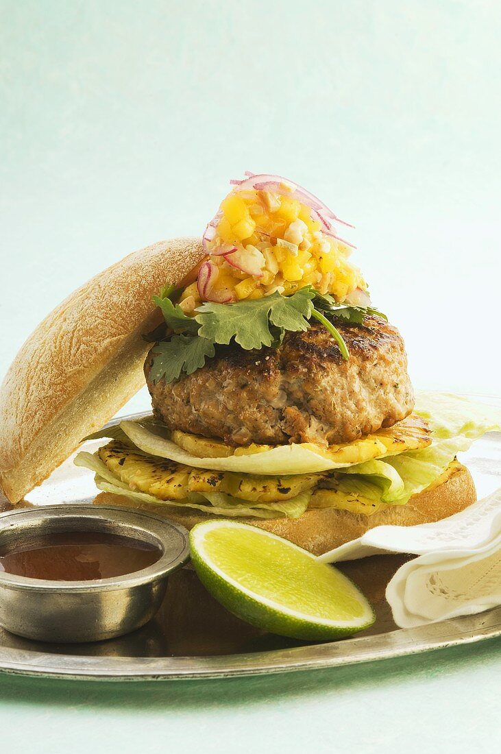 Burger with exotic fruit