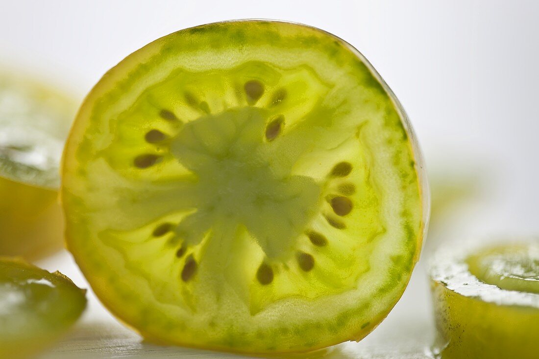Slice of green tomato