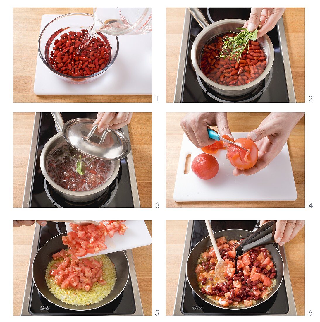 Making red beans in chilli tomato sauce