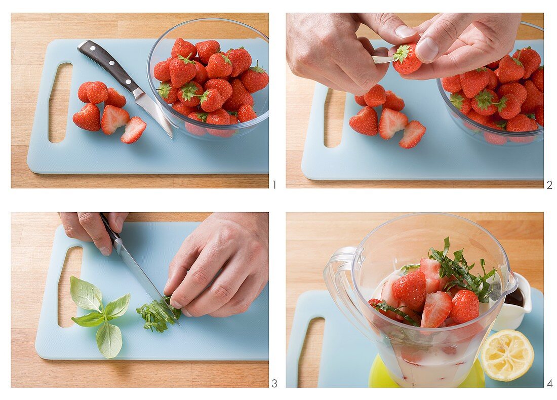 Making strawberry smoothie