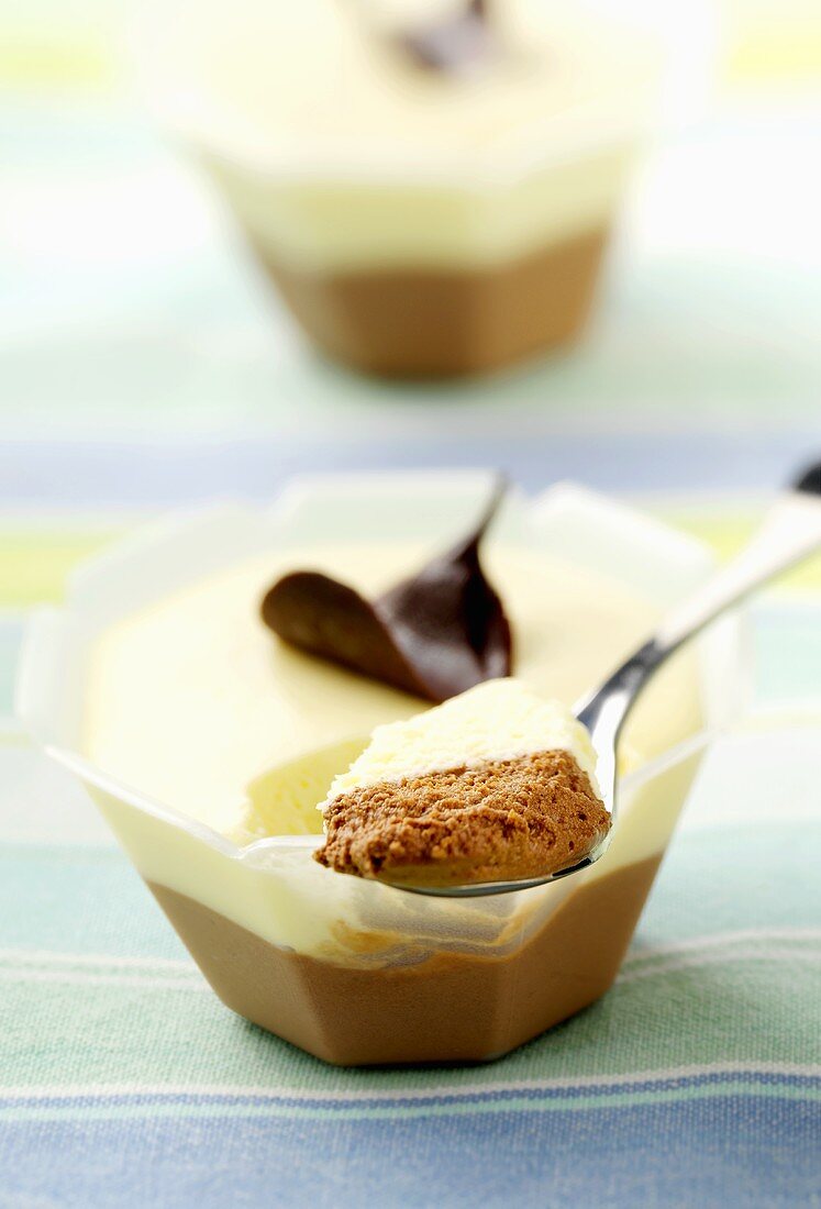 White and dark chocolate mousse