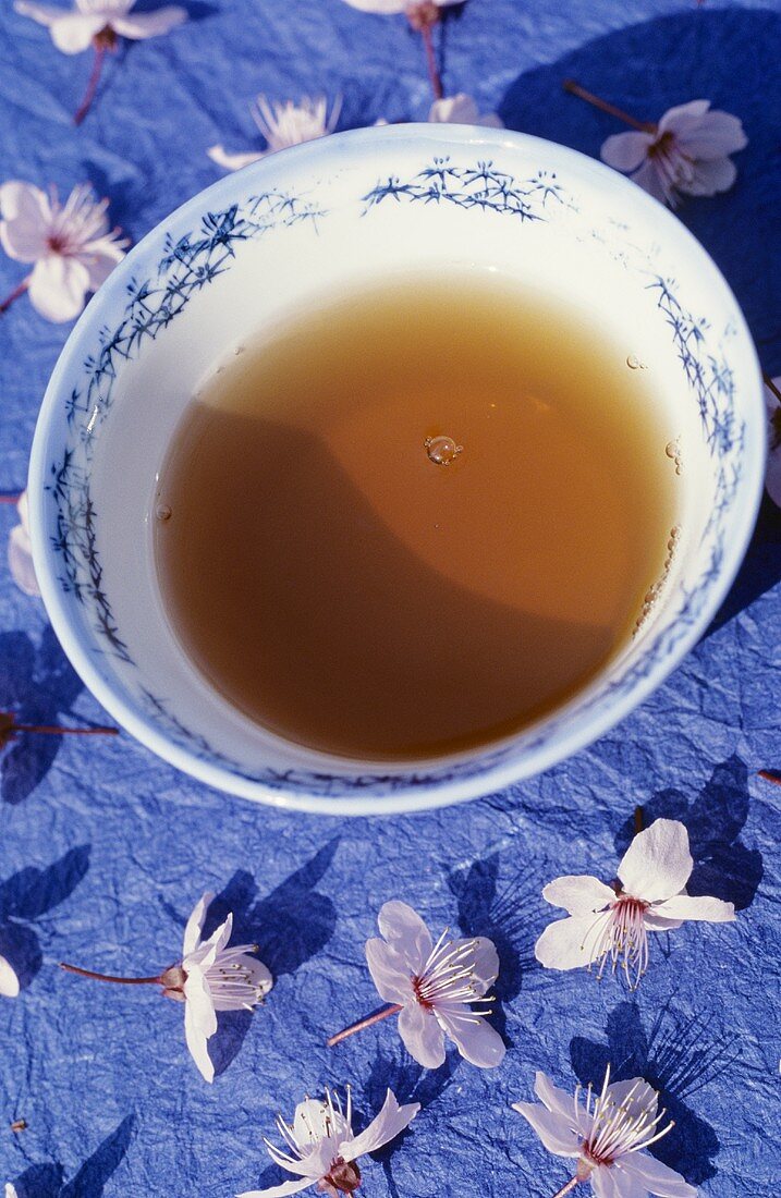 Tea bowl and fruit tree blossom