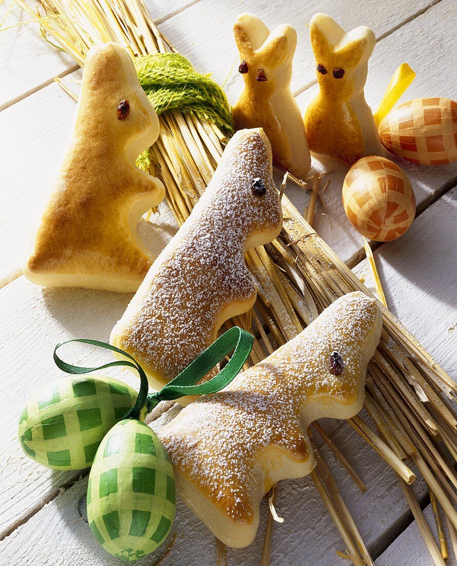 Baked Easter Bunnies (yeast dough) and Easter eggs