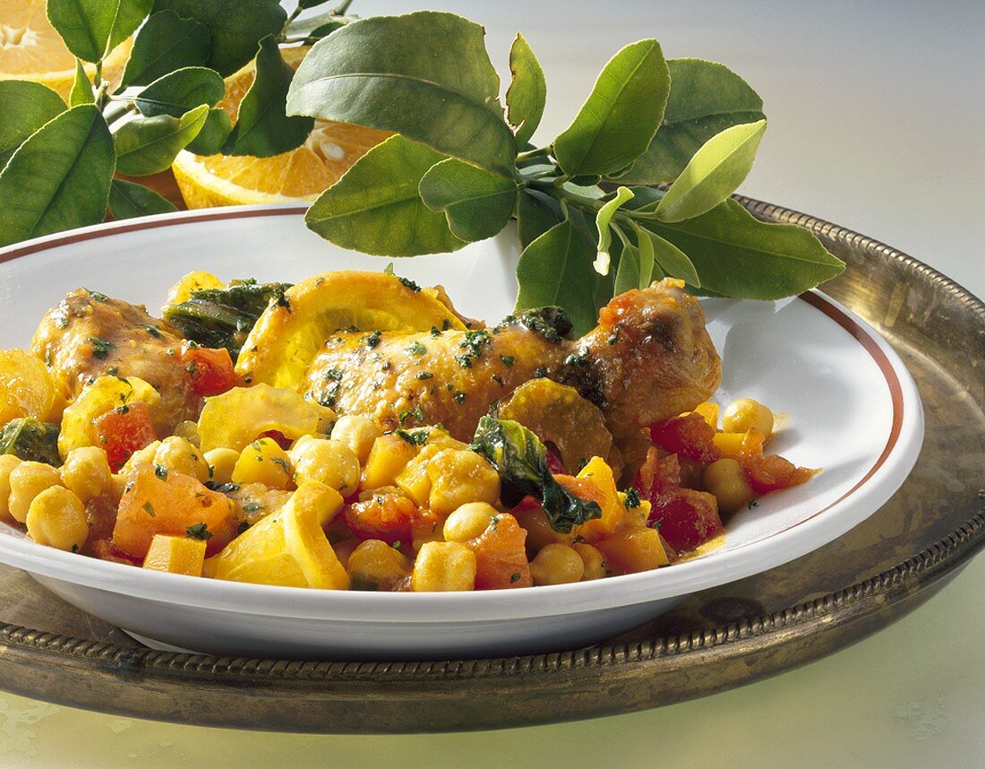 Chick-pea stew with chicken and orange