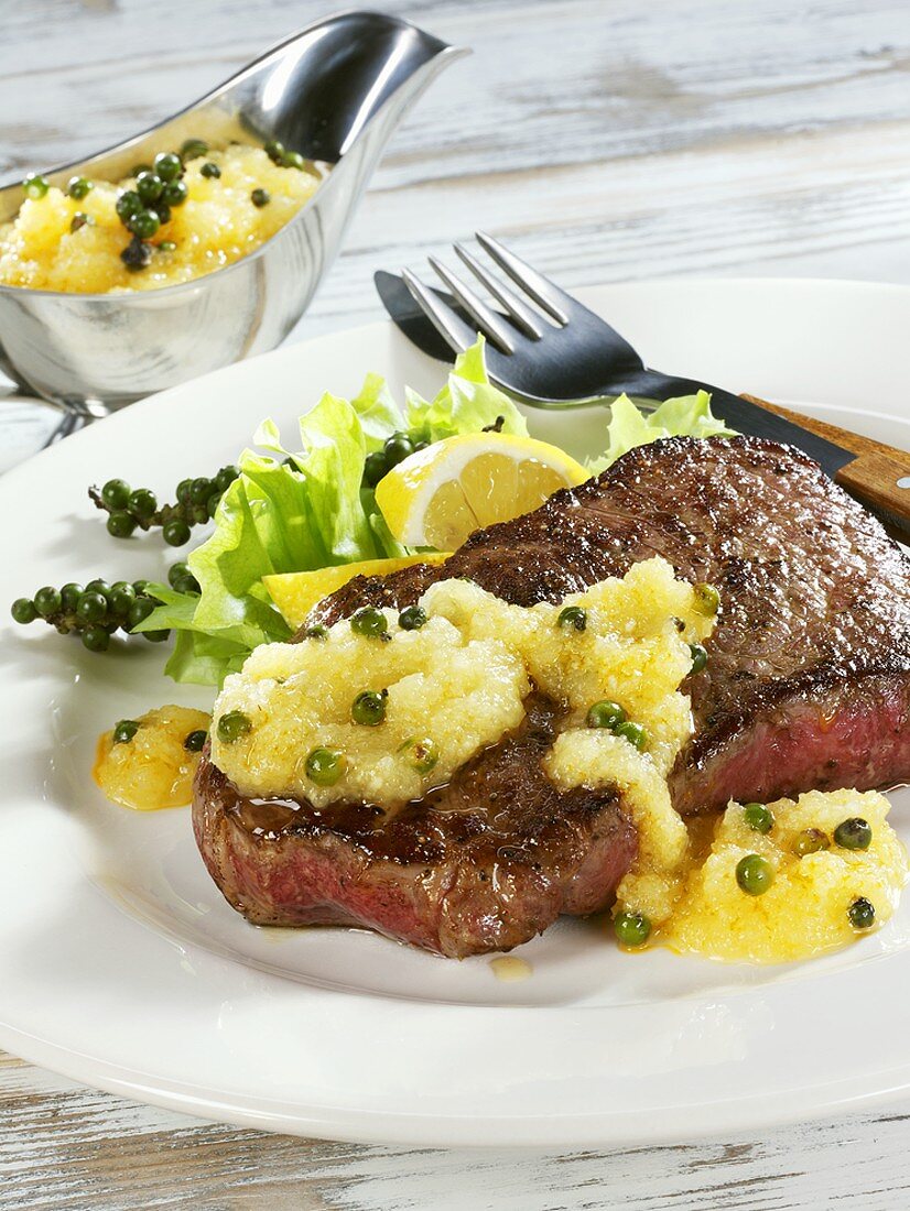 Steak with pineapple and ginger sauce