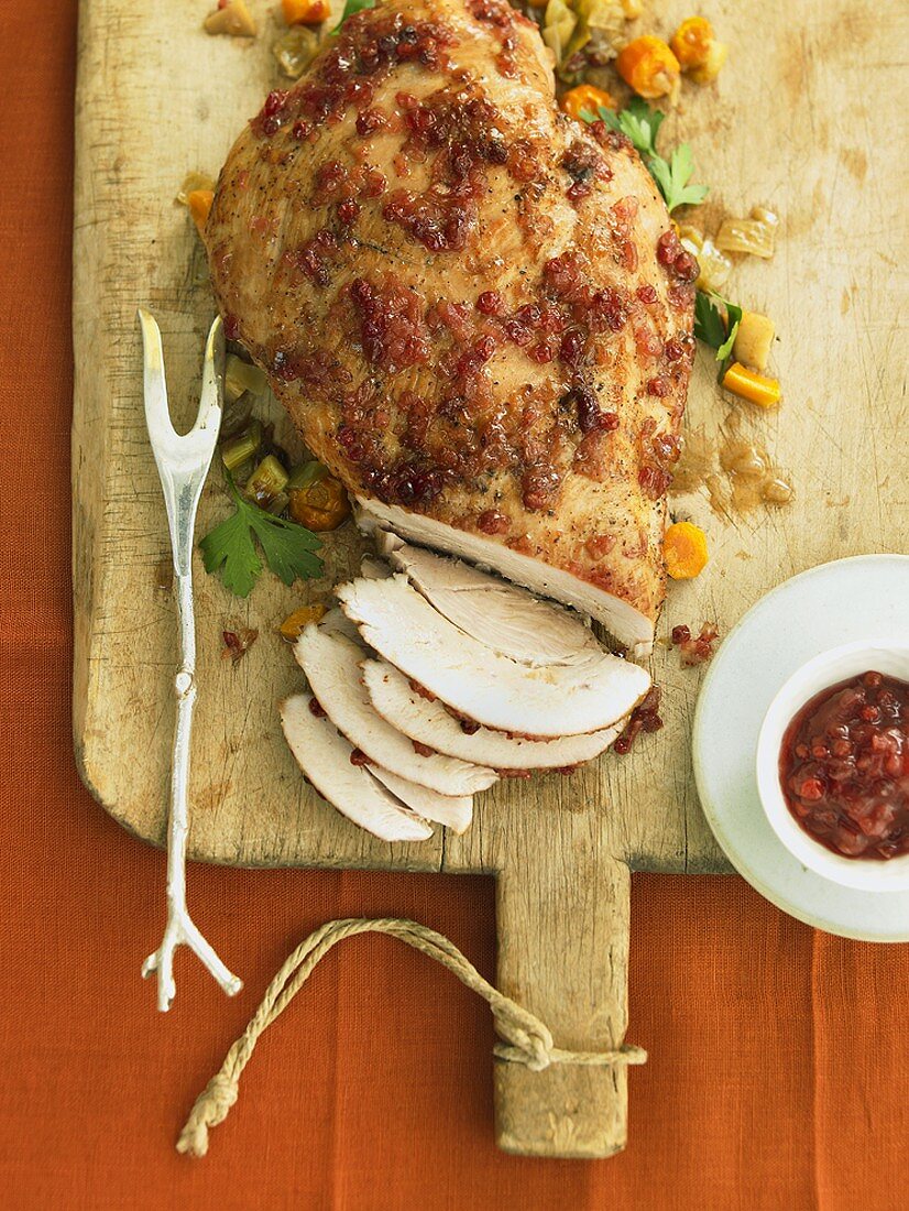 Roast turkey with cranberry glaze