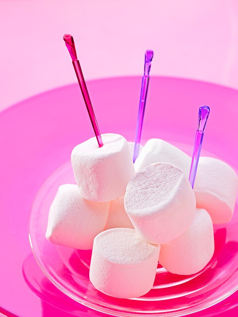 Marshmallows with cocktail sticks