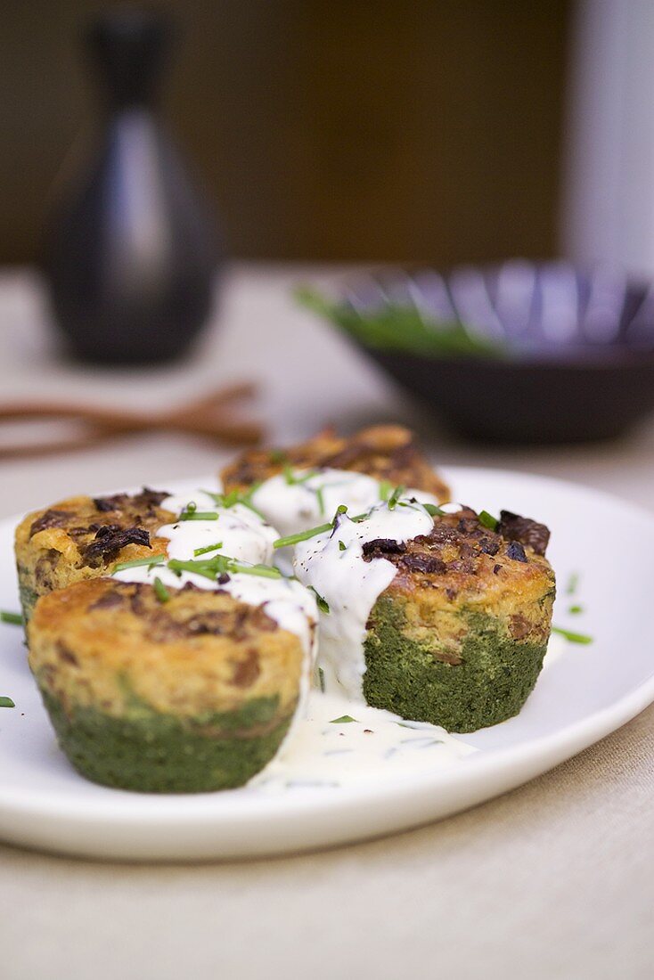 Spinach and mushroom timbales