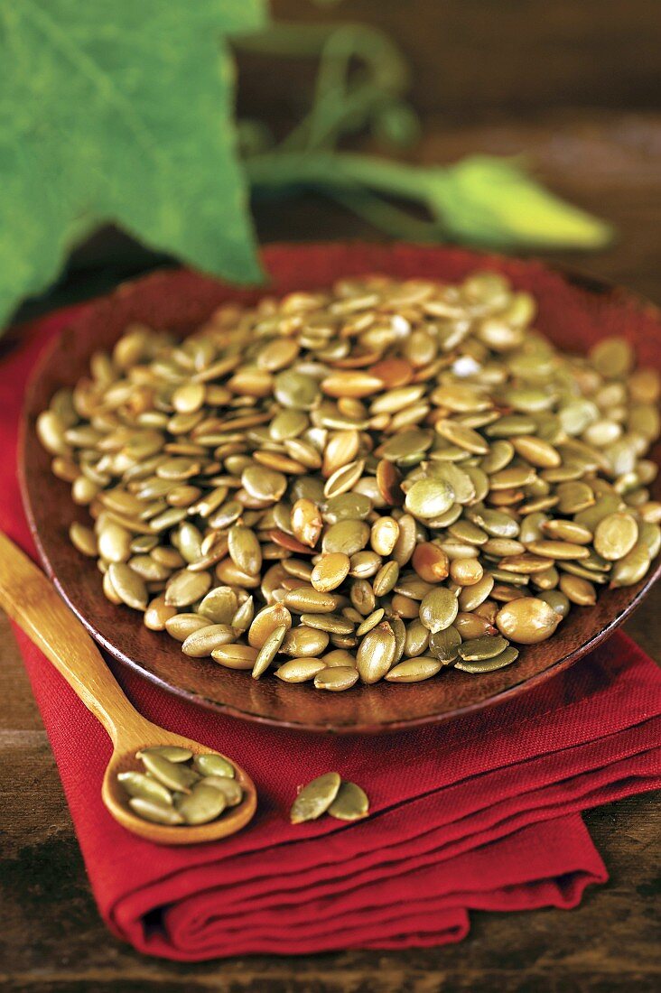 Pumpkin seeds on a plate