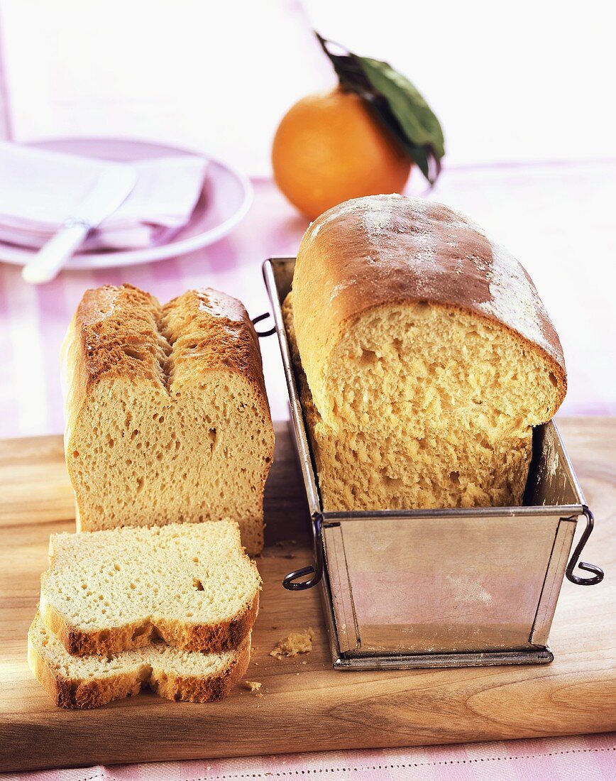White sandwich bread and orange bread