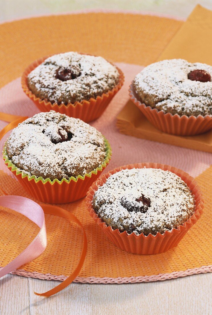 Cherry and poppy seed muffins