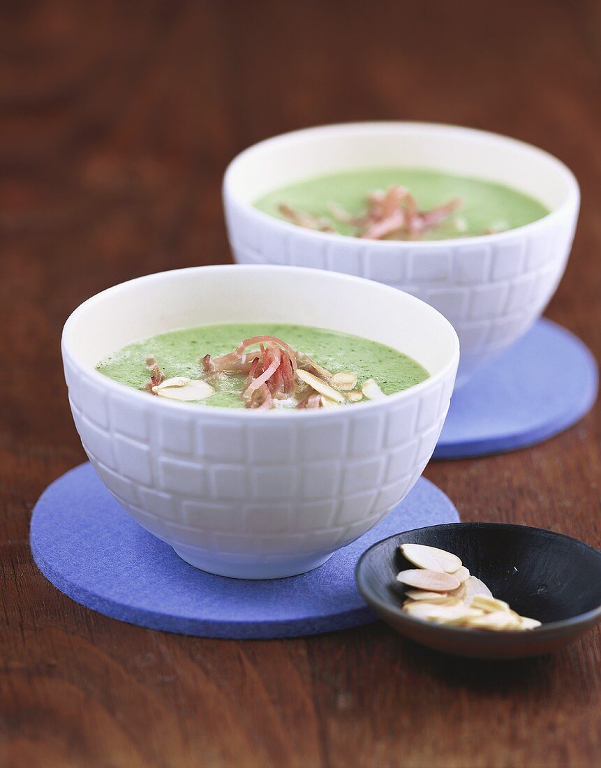 Cold courgette soup with ham