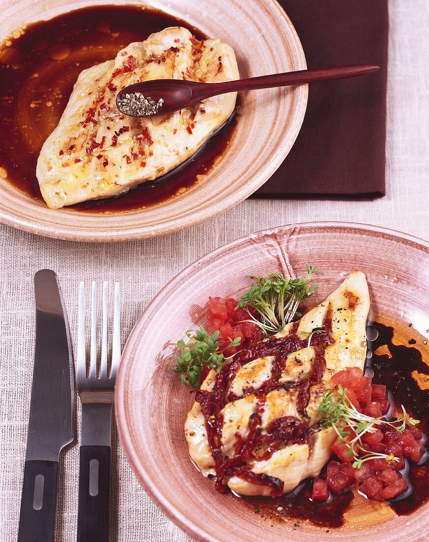Chicken breast, Mediterranean style and Asian style