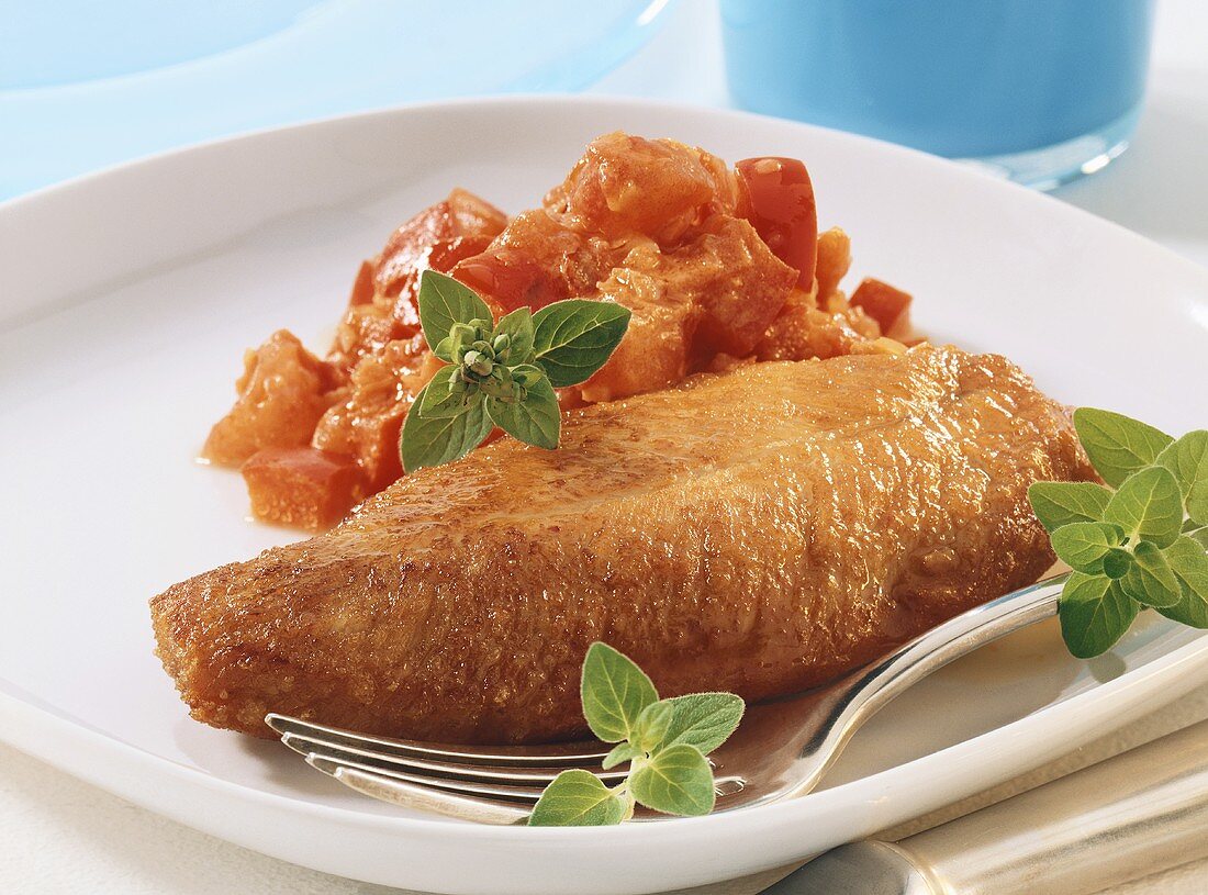 Escalope with spicy tomato sauce