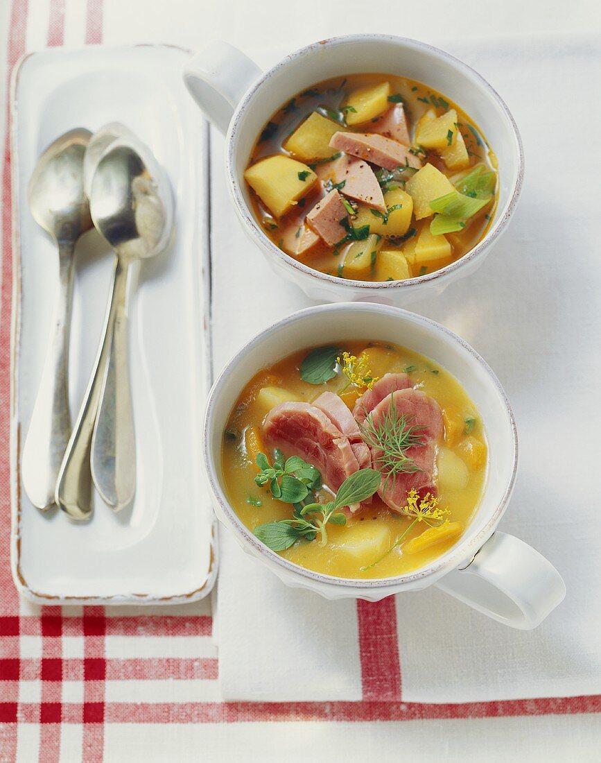 Swede stew with bologna & carrot stew with cured pork