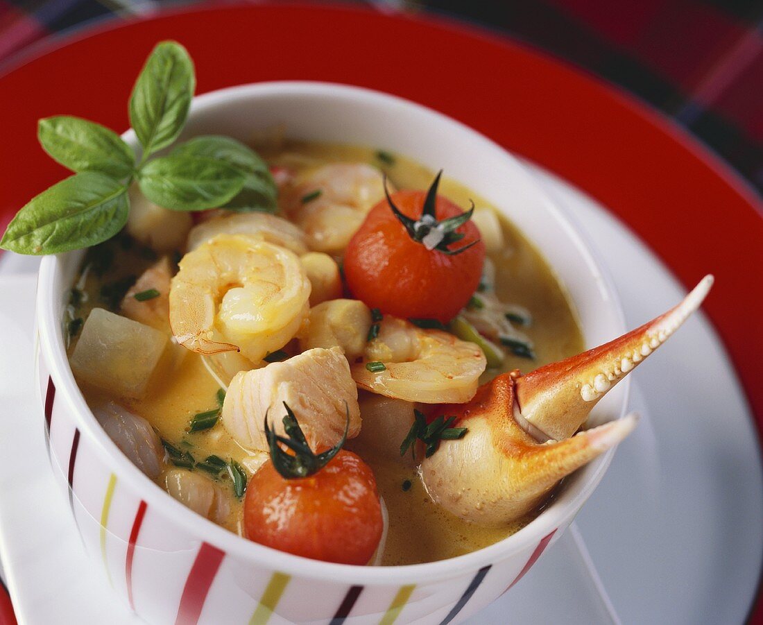 Fish and seafood stew with saffron