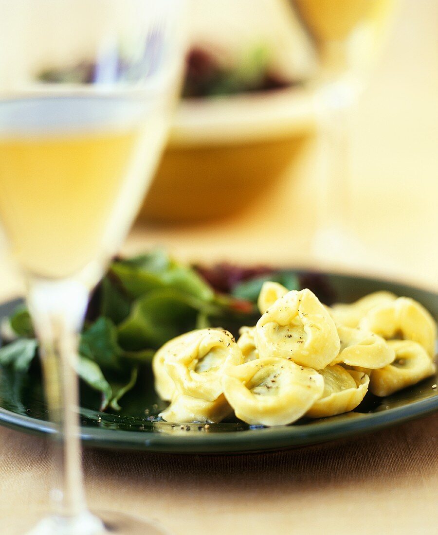 Tortellini with spinach filling