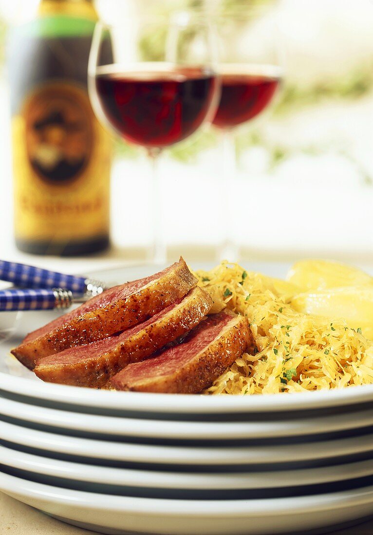 Duck breast with sauerkraut