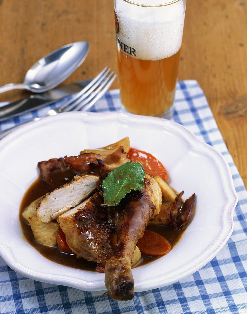 Huhn in Biersauce