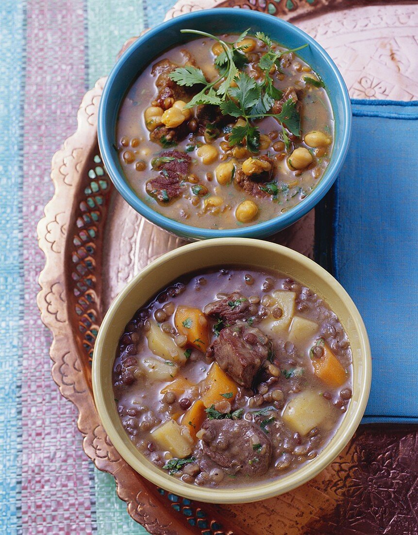 Moroccan lentil soup with lamb and Ramadan soup