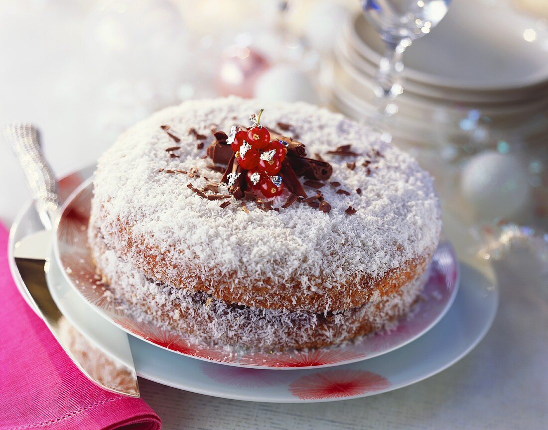 Coconut chocolate cake for Christmas