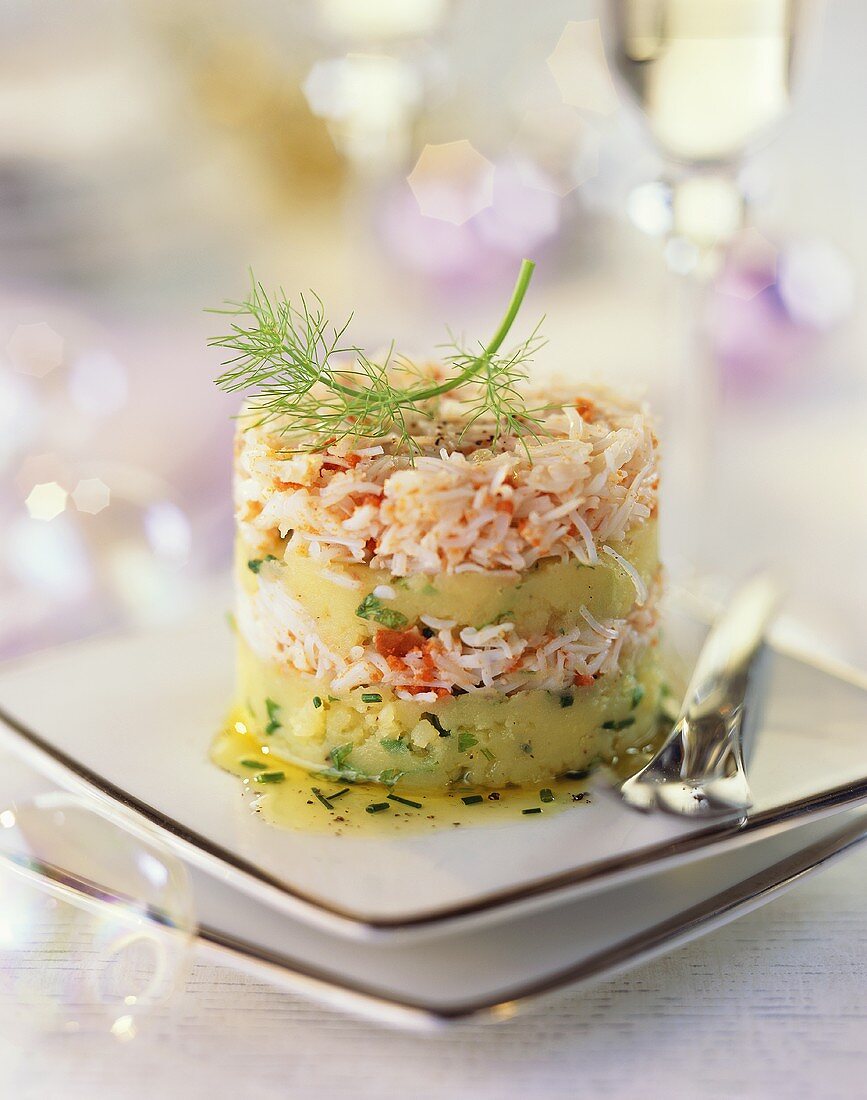 Crabmeat and potato cake for Christmas