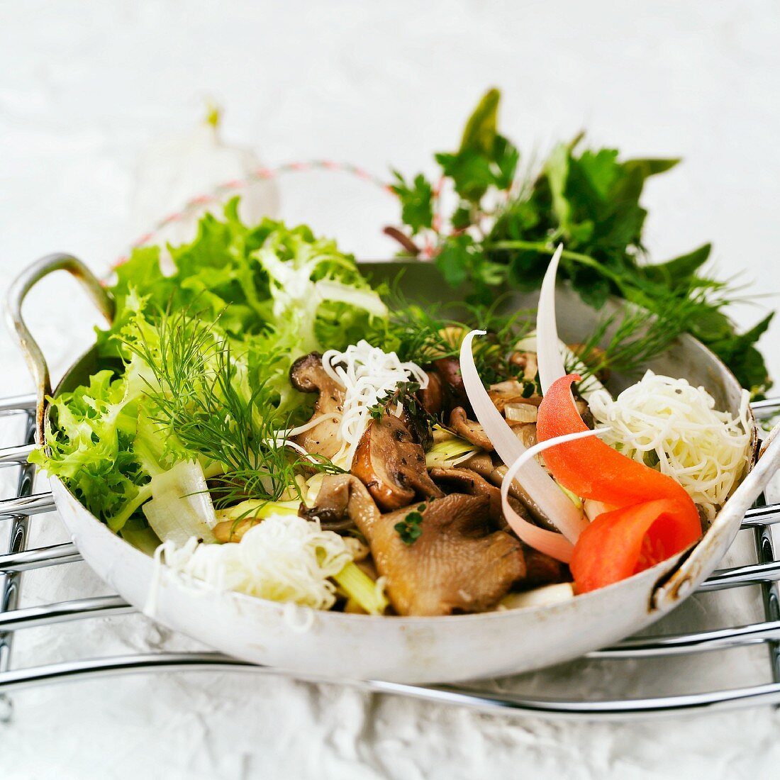 Mixed salad with fried mushrooms