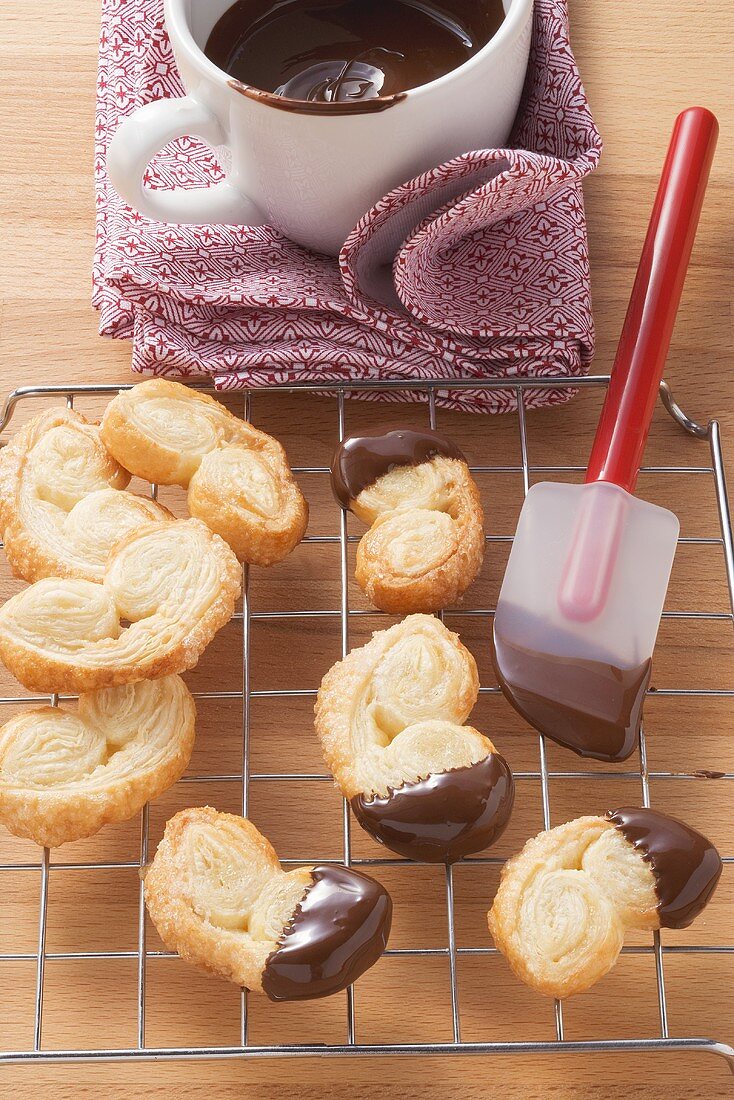 Chocolate-dipped palmiers