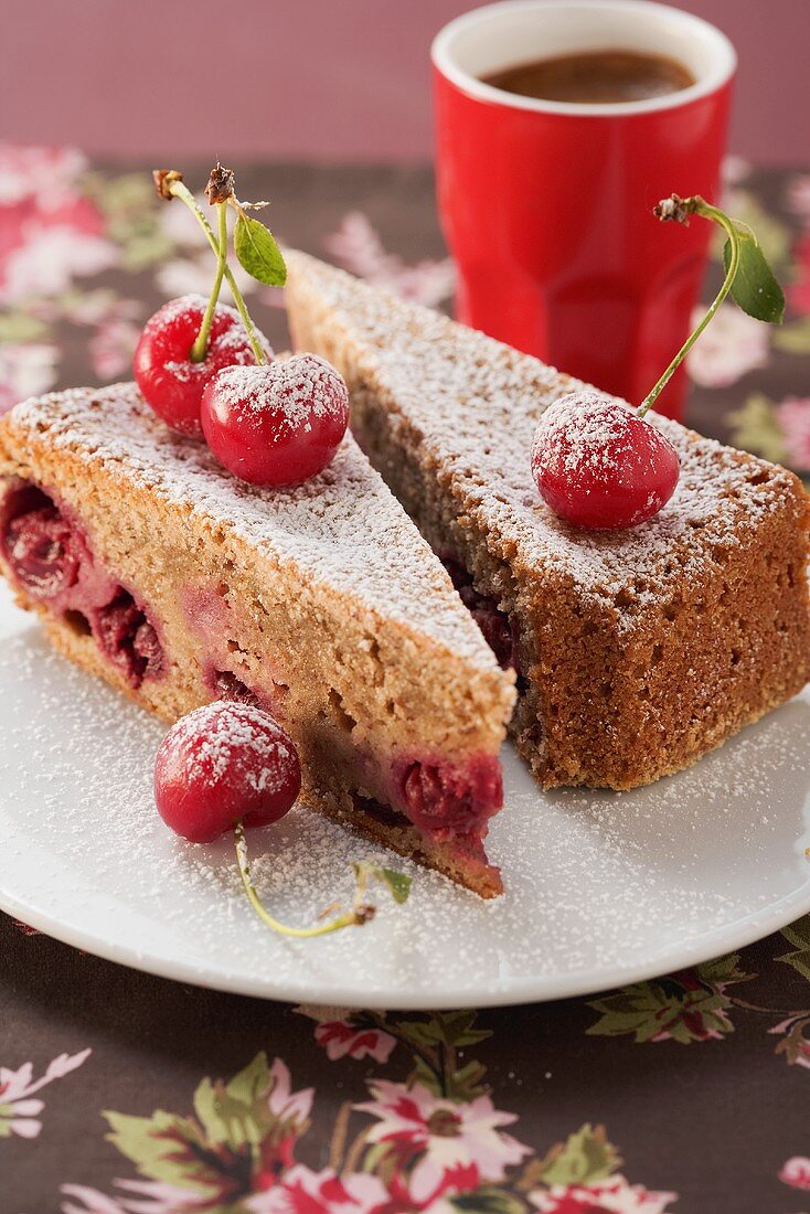 Cherry cake with almonds and Amaretto