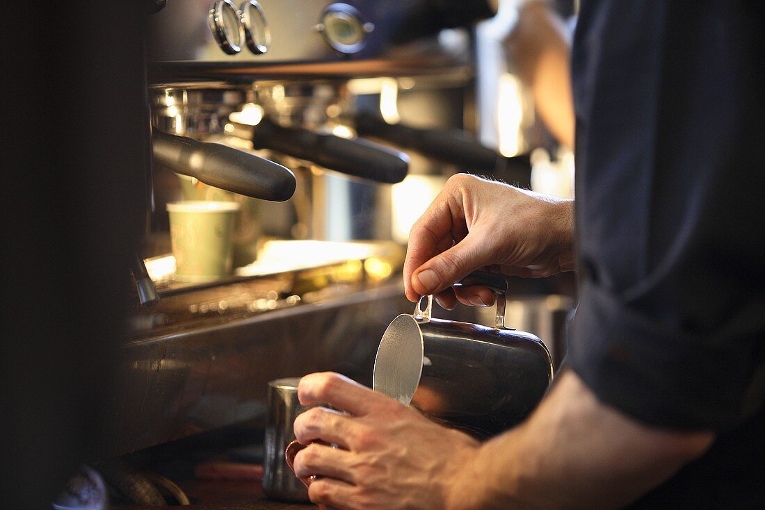 Barista making coffee