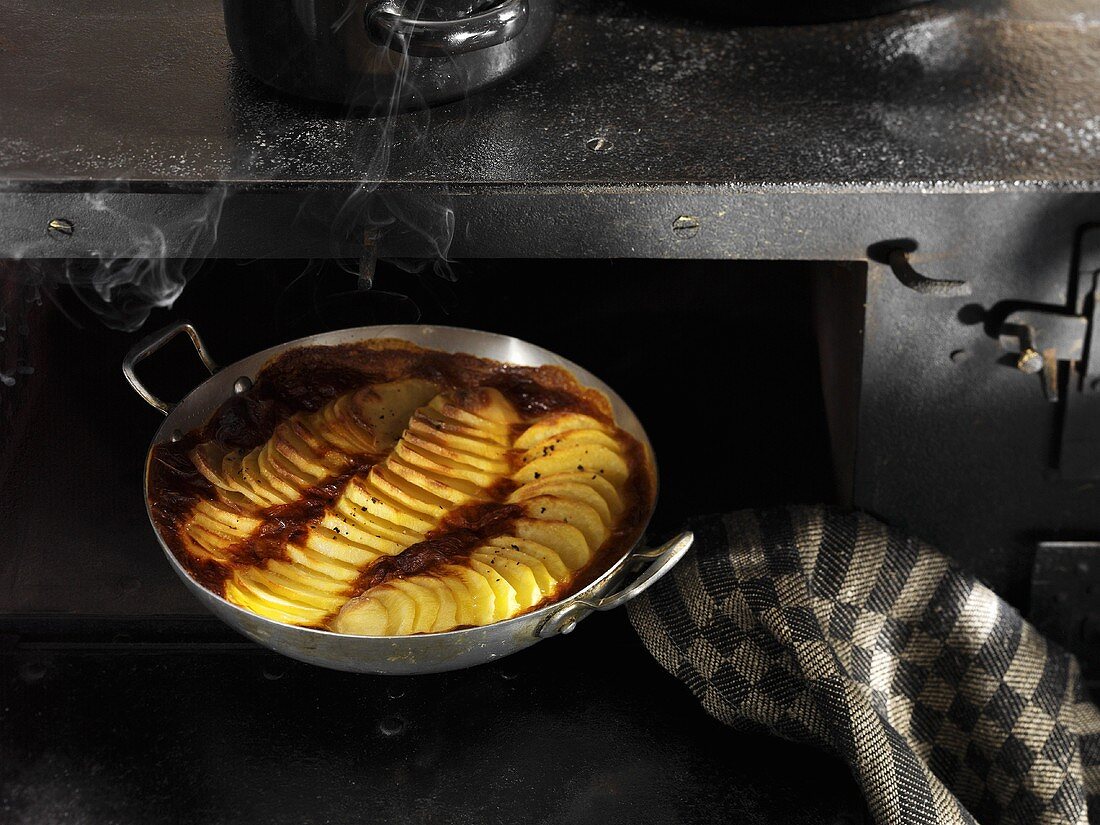Potato gratin in oven
