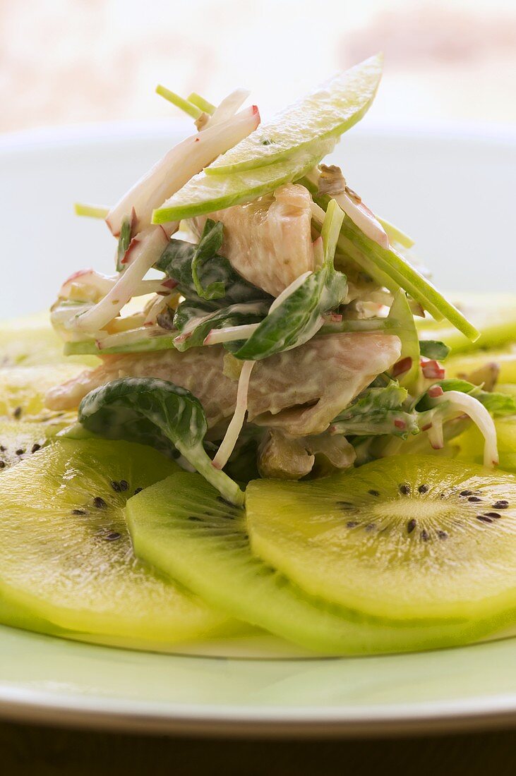 Trout salad with kiwi fruit