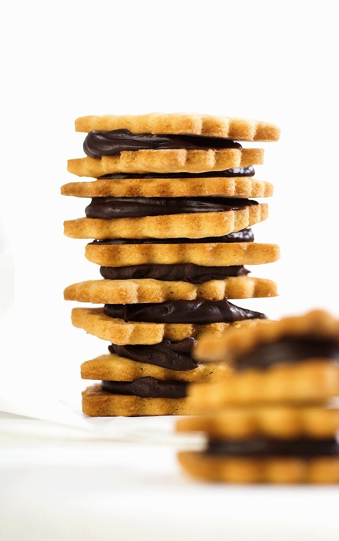 Tower of biscuits and chocolate cream