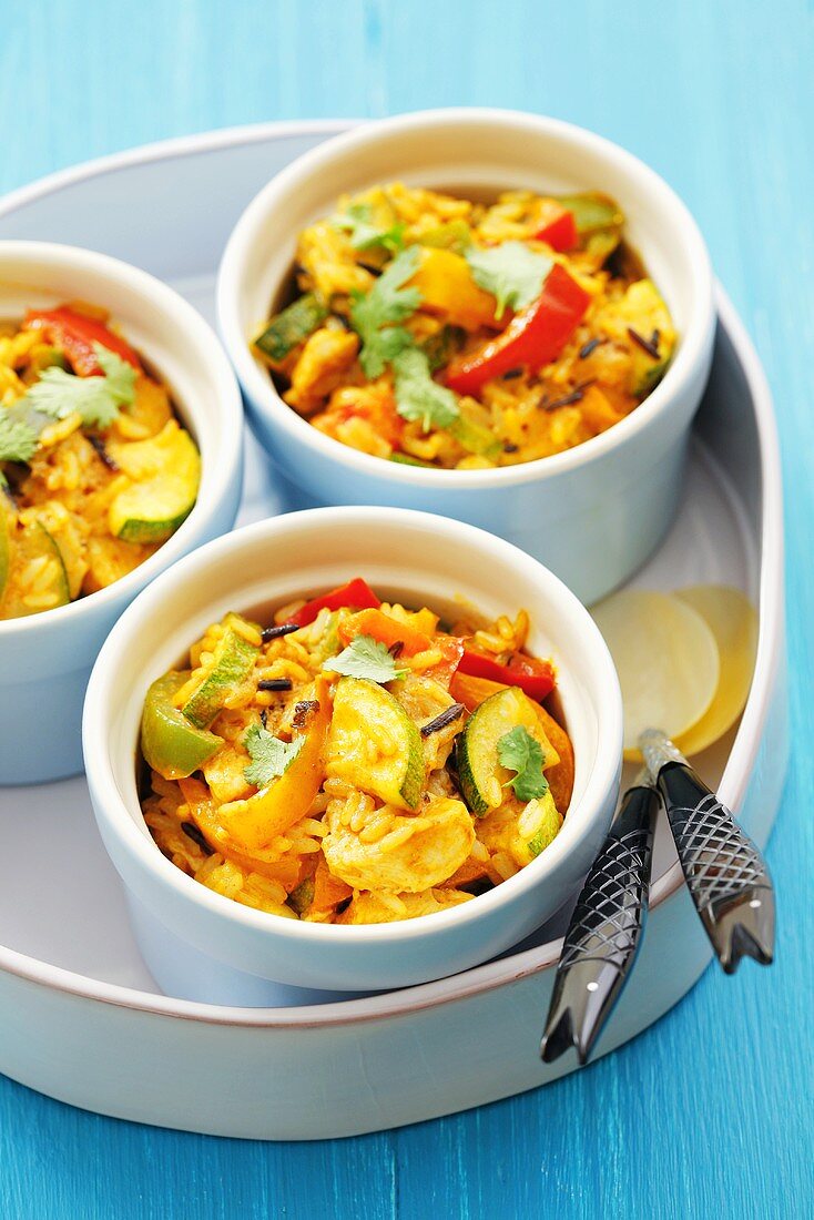Chicken curry with courgettes and peppers