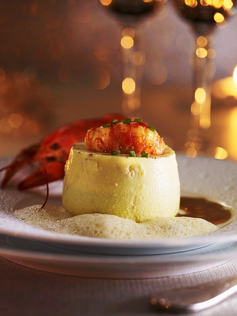 Crayfish timbale with foam sauce (Christmas)