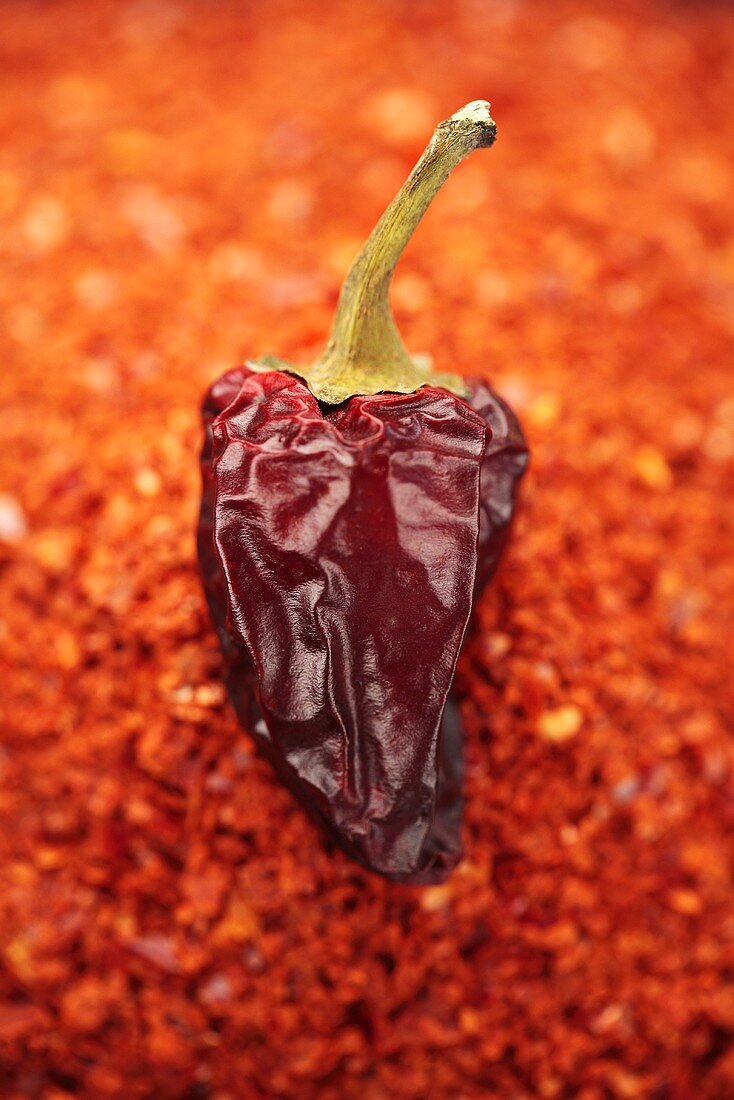 Dried chilli on chilli flakes