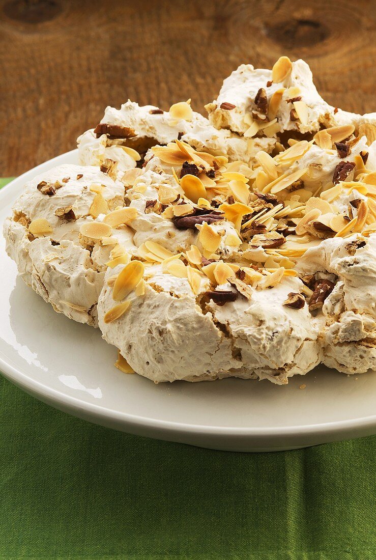 Meringue with chocolate and flaked almonds (Scotland)