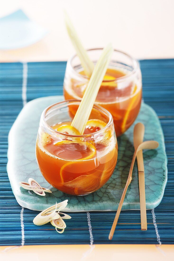 Orange punch with ginger and lemon grass