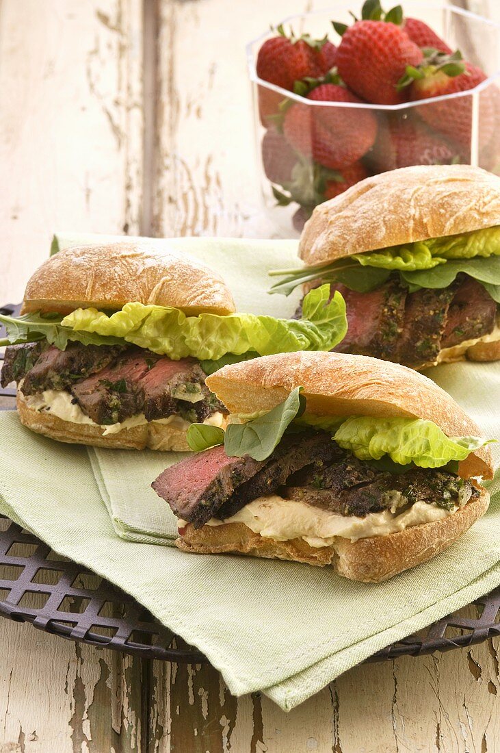 Lamb and hummus sandwiches