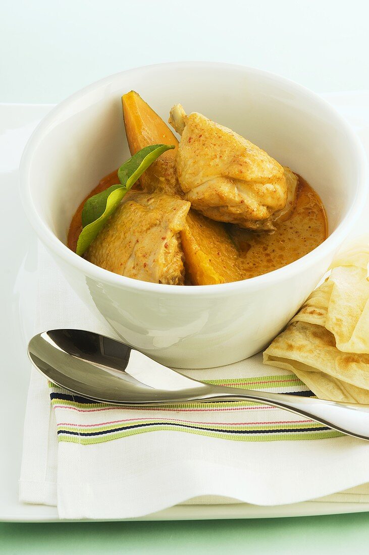 Red chicken curry with pumpkin