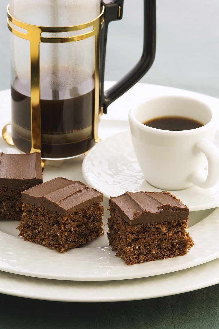 Chocolate squares and coffee