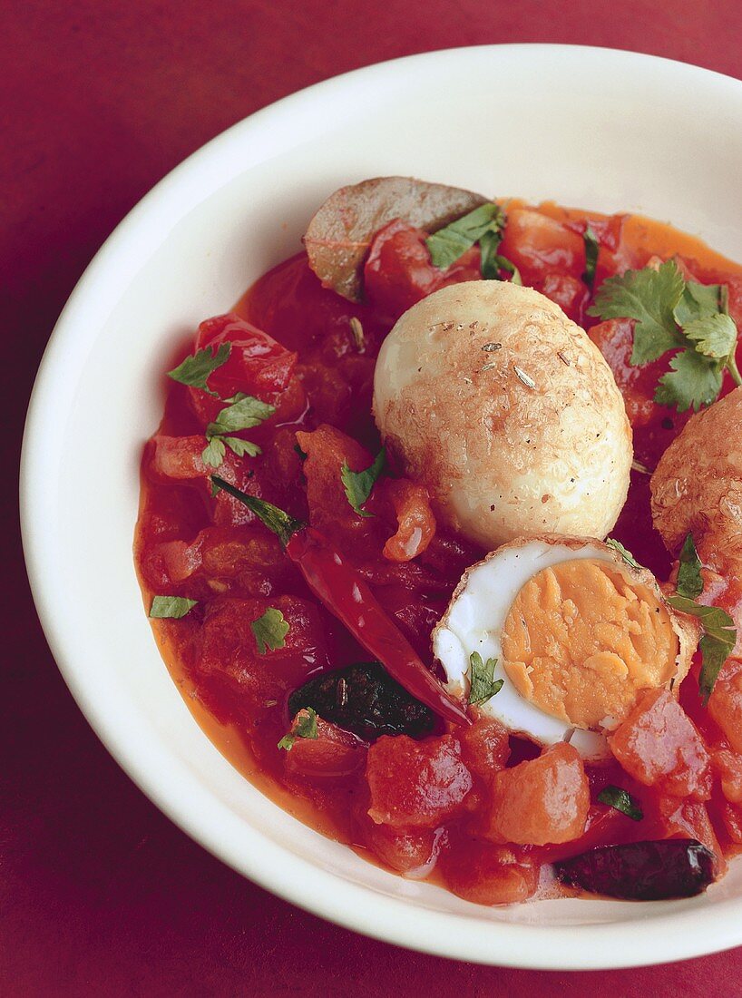 Deep-fried eggs in sauce (India)