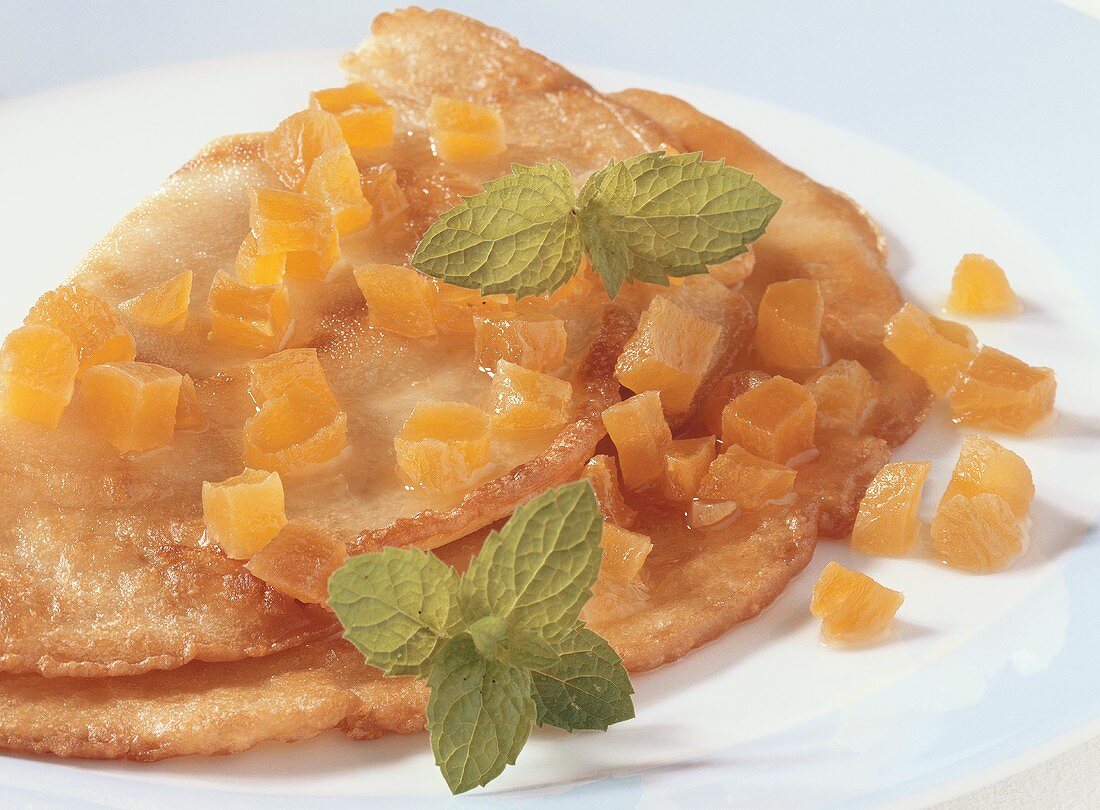 Pancake with bottled apricots