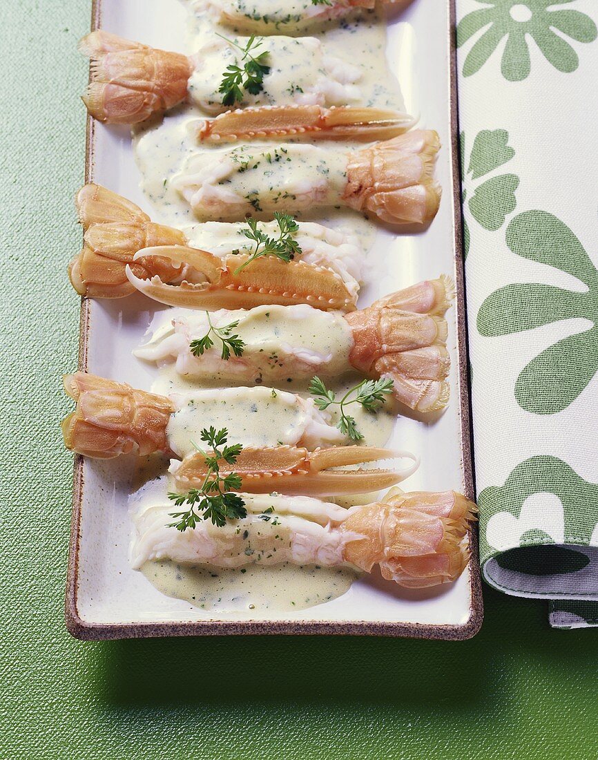 Scampi mit Champagner-Kerbel-Sabayon