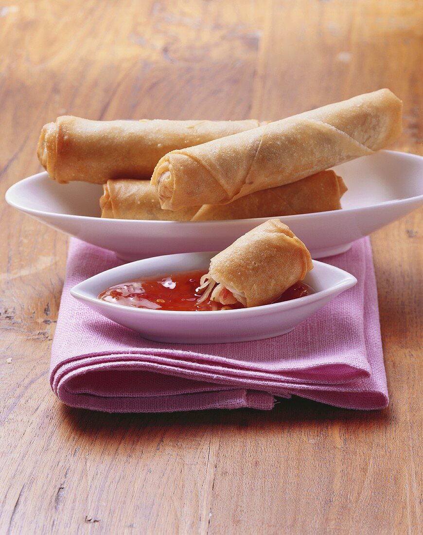 Spring rolls with shiitake and shrimp filling