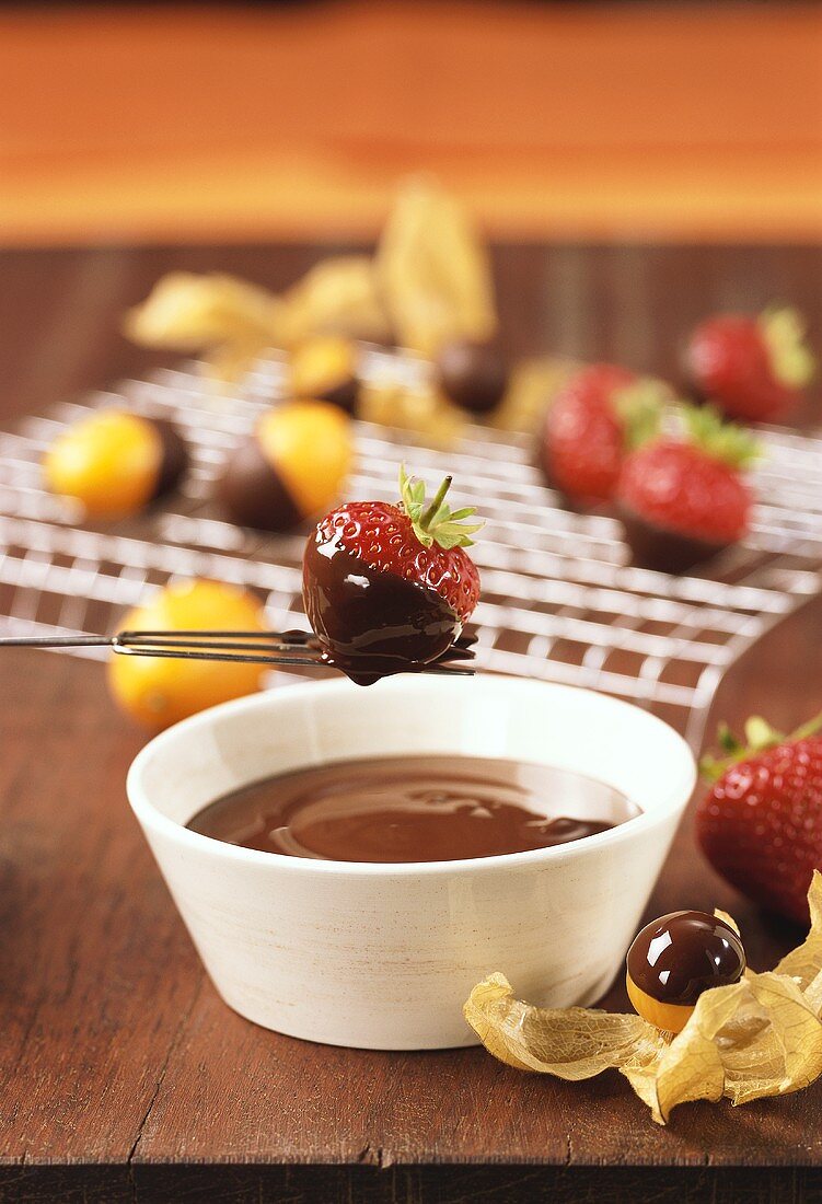 Chocolate-dipped fruit
