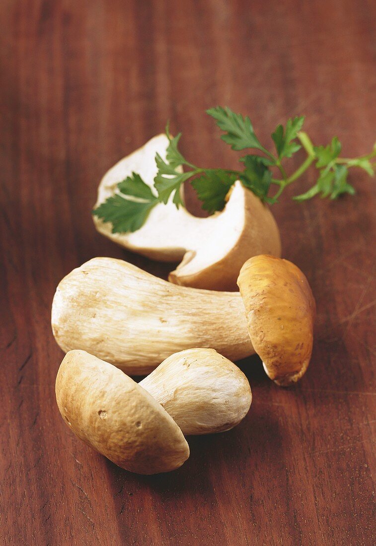 Three ceps with parsley